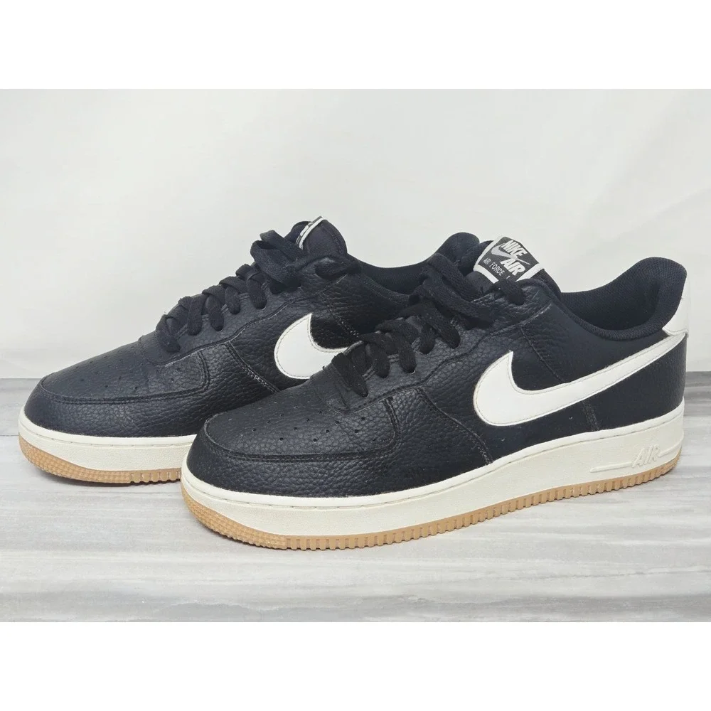 Nike Air Force 1 Low '07 Black White Pebbled Leather Shoe CT2302-002 US Men's 12